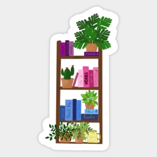 Book shelf with plants Sticker